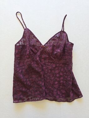 Gilligan & O'Malley Plum Leopard Jacquard Spaghetti-Strap Cami